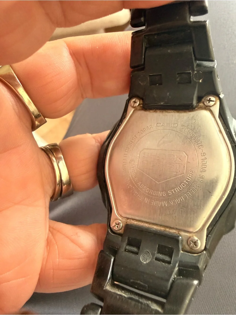Casio Black Resin G-Shock Back Case Watch Solar Powered 910DA